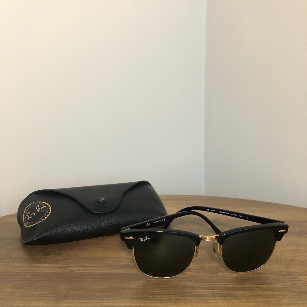 Ray-Ban Black and Gold Clubmaster Sunglasses